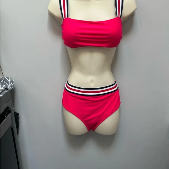**Vibrant High-Leg Red Bikini with Striped Straps by Zaful** - Picture 3 of 4